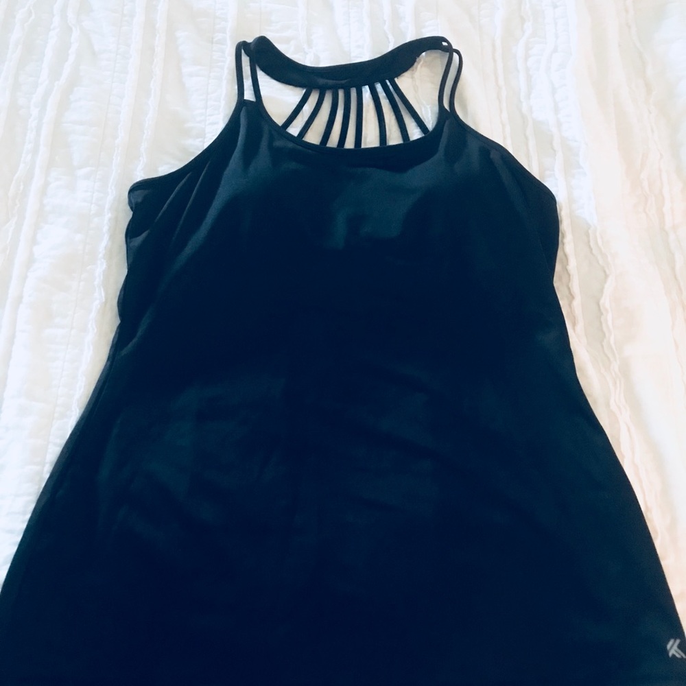 Black workout tank with built in bra